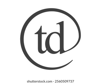 TD logo from two letter with circle shape email sign style. T and D round logotype of business company for brand identity.