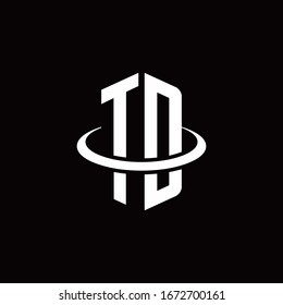 TD monogram logo in a hexagon style and surrounded by a ring