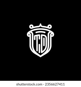 TD shield initial monogram with high quality professional design that will print well