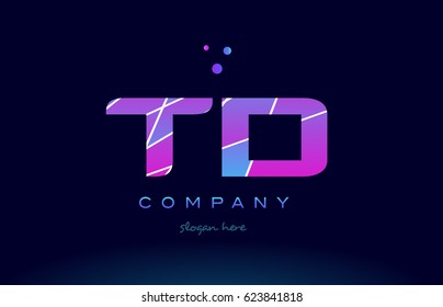 td t d  creative color blue background pink purple magenta alphabet letter company logo vector icon
