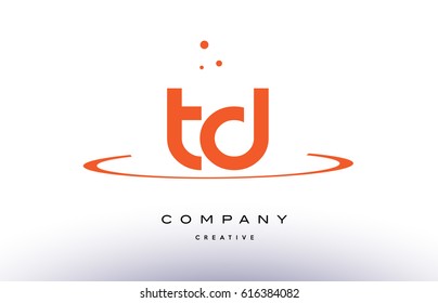 TD T D creative orange swoosh dots alphabet company letter logo design vector icon template