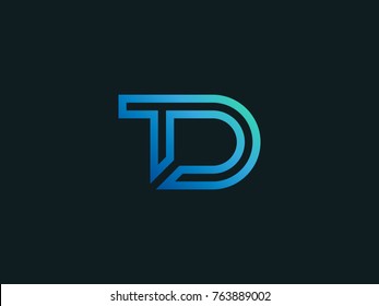 TD tech letter logo design. Letters T and D line business monogram emblem. Abstract future TD linear symbol. Graphic Alphabet Symbol for Corporate Business Identity. Vector element. Vector element