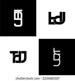 tdj lettering initial monogram logo design set
