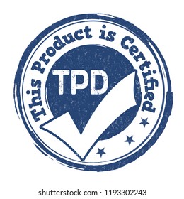 TDP (Tobacco Products Directive) sign or stamp on white background, vector illustration