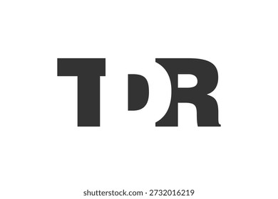 Diseño del logotipo de TDR. Letra inicial T D R estilo de letra en negrita para startups tecnológicas, consultoría, marca corporativa. Nombre creativo de la empresa, titulares de la tipografía, identidad, logotipo de moda. Ilustración vectorial.