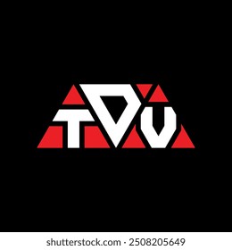 TDV triangle letter logo design with triangle shape. TDV triangle logo design monogram. TDV triangle vector logo template with red color. TDV triangular logo Simple, Elegant, and Luxurious design.