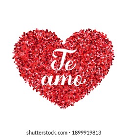 Te Amo calligraphy hand lettering. I Love You inscription in Spanish. Valentines day greeting card. Vector template for banner, postcard, t shirt, typography poster, logo design, flyer, sticker, etc.