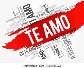 Te amo (I Love You in Spanish) in different languages of the world, word cloud background