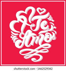 Te Amo. "I love you" in Italian. Hand drawn lettering. Vector illustration. Perfect logo for Wedding or Valentine's day design