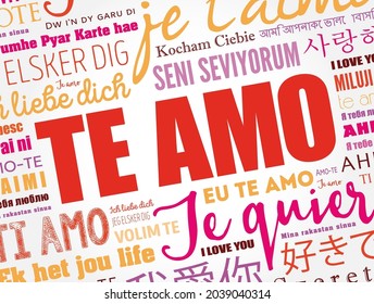 Te amo (I Love You in Spanish) word cloud in different languages of the world