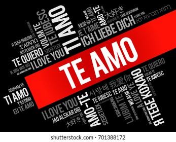 Te amo (I Love You in Spanish) in different languages of the world, word cloud background