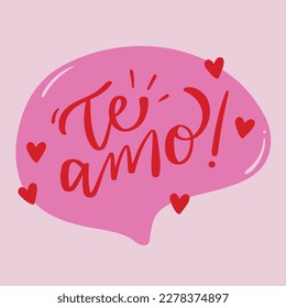 Te amo. Love you in brazilian portuguese. Modern hand Lettering. vector.