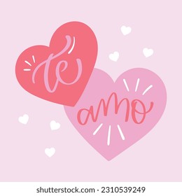 Te amo. Love you in brazilian portuguese. Modern hand Lettering. vector.