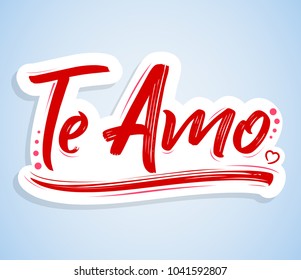 Te Amo, I love you spanish text, vector lettering design