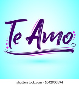 Te Amo, I love you spanish text, vector lettering design