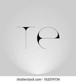 TE Black thin minimalist LOGO Design with Highlight on Gray background.