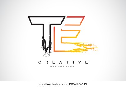 TE Creative Modern Logo Design Vetor with Orange and Black Colors. Monogram Stroke Letter Design.