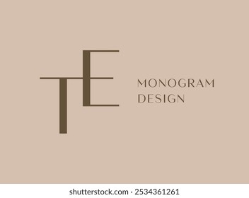 TE or ET letter logo icon design. Classic style luxury initials monogram.