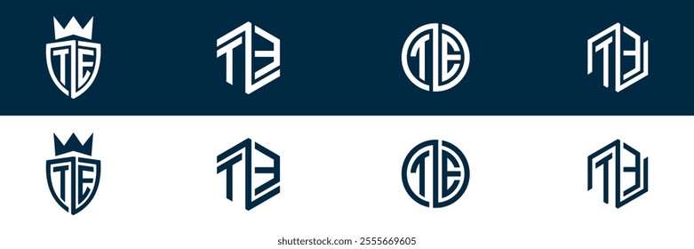 TE ET letter logo set design