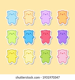 te Gummy Bear Jelly Stickers Set