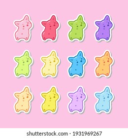te Gummy Corgi Dog Jelly Stickers Set