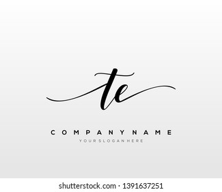 TE handwriting initial  logo vector