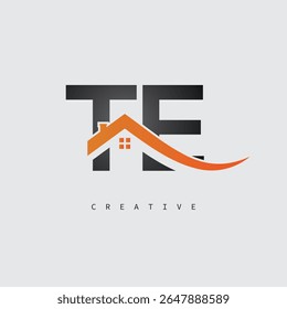 TE House Letter Logo – Creative Real Estate Monogram with Roof Shape and Home Icon for Property, Architecture and Modern Branding Identity