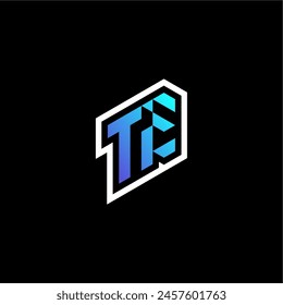 TE initial gradient blue gaming concept ideas for esport team, twitch and streamer