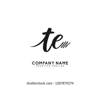 TE Initial Handwriting Logo Template Vector