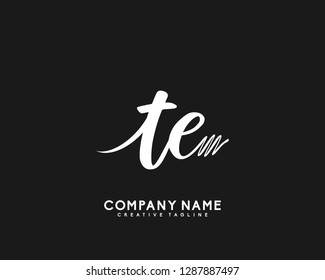 TE Initial Handwriting Logo Template Vector