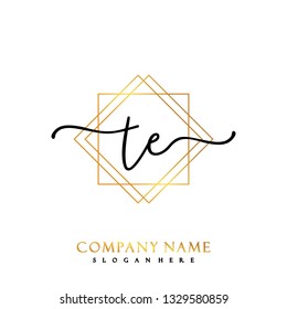 TE Initial Handwriting logo template vector