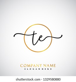 TE Initial Handwriting logo template vector