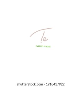 TE initial handwritten calligraphy, for monogram and logo