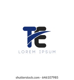 te initial letter uppercase logo blue and black