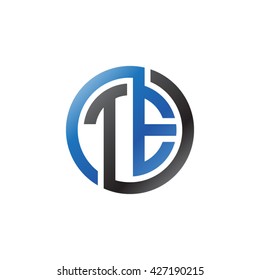 TE initial letters looping linked circle logo blue black