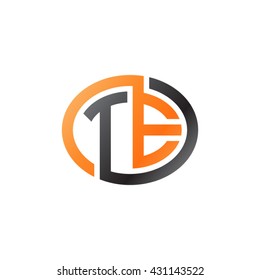 TE initial letters looping linked ellipse logo orange black