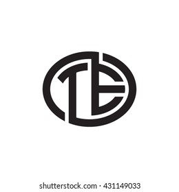TE initial letters looping linked ellipse monogram logo
