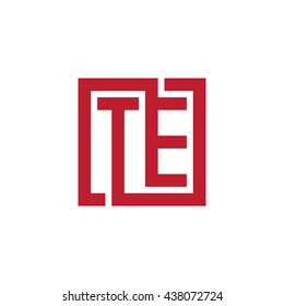 TE initial letters looping linked square logo red
