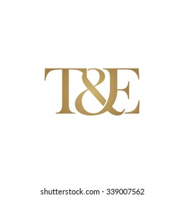 T&E Initial logo. Ampersand monogram golden logo