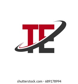 TE initial logo company name colored red and black swoosh design, isolated on white background. vector logo for business and company identity.