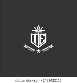 TE initial monogram brand logo design for crown vector image