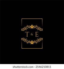 TE initial monogram decoration for wedding logo with creative square line