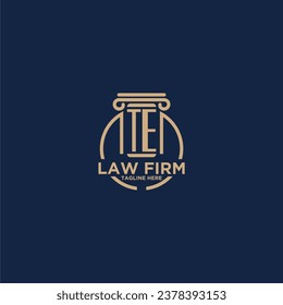TE initial monogram for law firm with creative circle line
