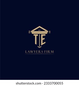 TE initial monogram lawfirm logo with pillar design