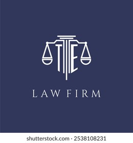 TE initial monogram for lawfirm logo with scales vector image