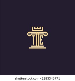 TE initial monogram logo for lawfirm with pillar  crown image design