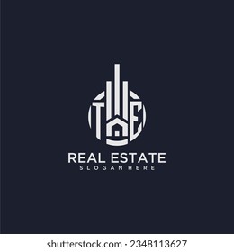 TE initial monogram logo for real estate with creative circle design vector