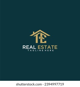 TE initial monogram logo for real estate with home shape creative design