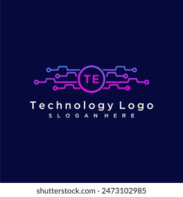 TE initial monogram for technology logo with circle style design