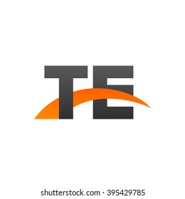 TE initial overlapping swoosh letter logo black orange